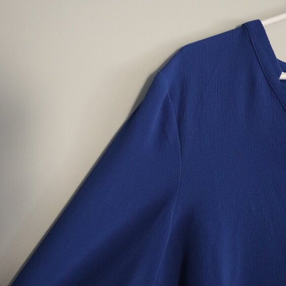 Monk & Lou Women's Blue Sz M V-Neck Tie Front Lightweight Long Sleeve Blouse Top - Picture 3 of 12